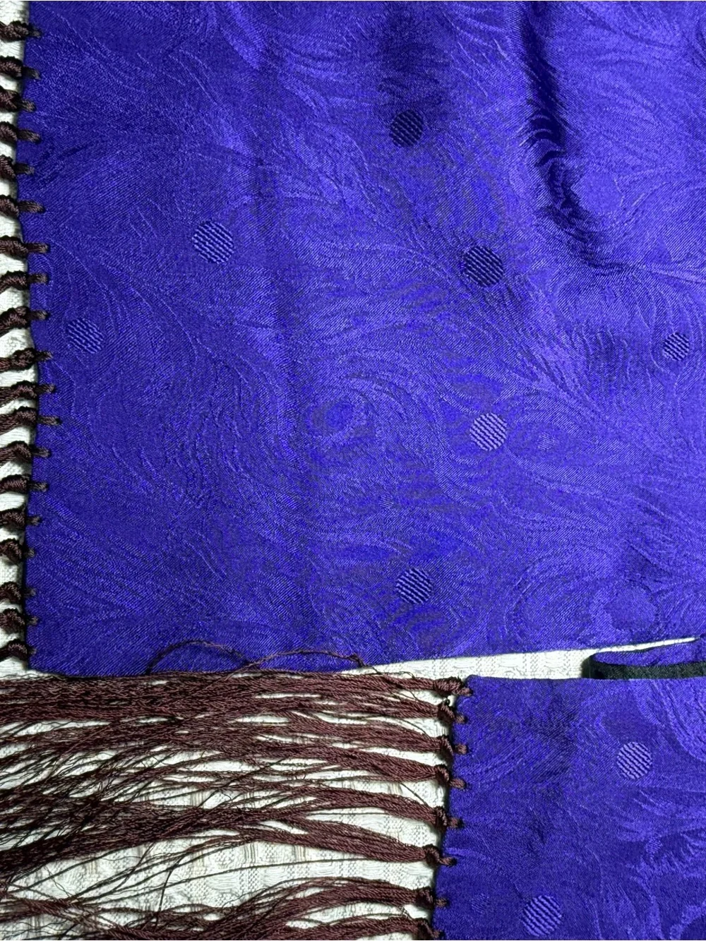 Perry Ellis Vintage 100% Silk Scarf Wrap Stole Grannycore Black Purple Oblong
